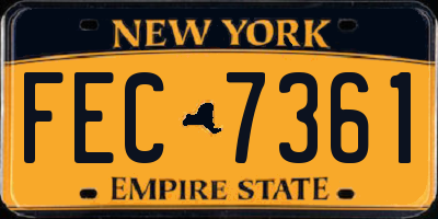 NY license plate FEC7361