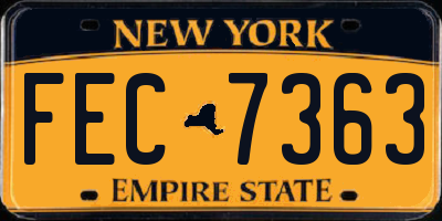 NY license plate FEC7363