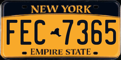 NY license plate FEC7365