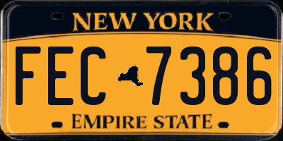 NY license plate FEC7386