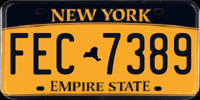 NY license plate FEC7389