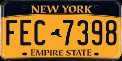 NY license plate FEC7398