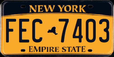 NY license plate FEC7403