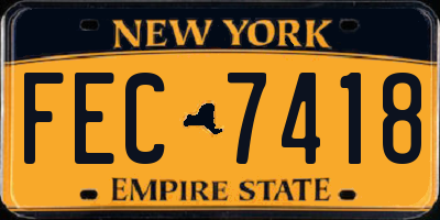 NY license plate FEC7418
