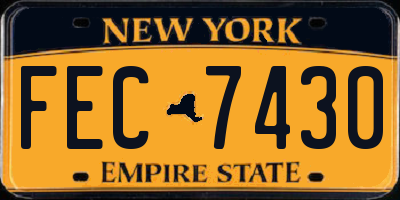 NY license plate FEC7430