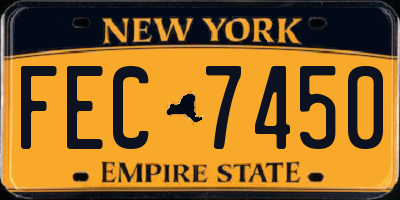 NY license plate FEC7450