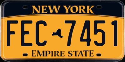 NY license plate FEC7451