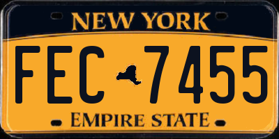 NY license plate FEC7455