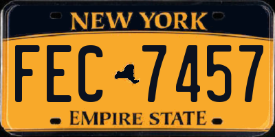 NY license plate FEC7457