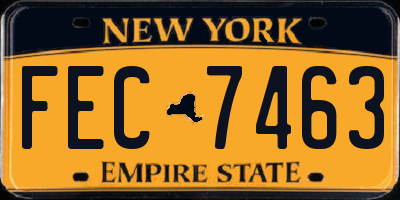 NY license plate FEC7463