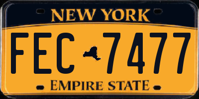 NY license plate FEC7477