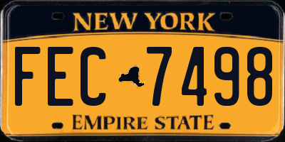 NY license plate FEC7498