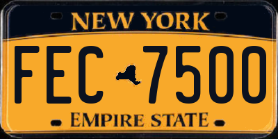 NY license plate FEC7500