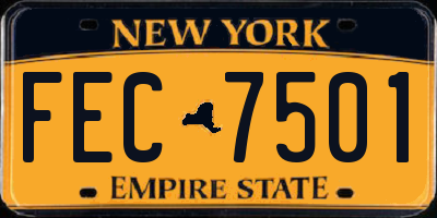 NY license plate FEC7501
