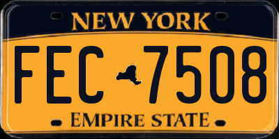 NY license plate FEC7508