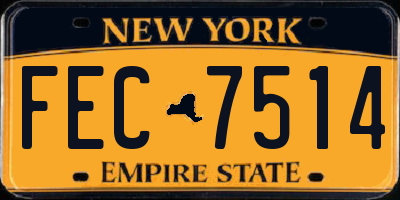 NY license plate FEC7514