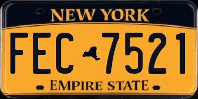 NY license plate FEC7521