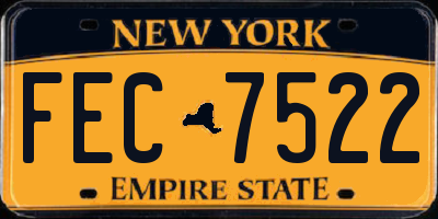 NY license plate FEC7522