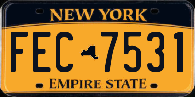 NY license plate FEC7531
