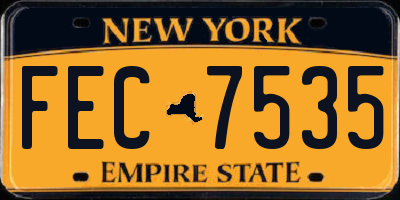 NY license plate FEC7535