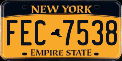 NY license plate FEC7538