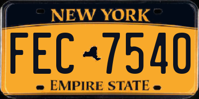 NY license plate FEC7540
