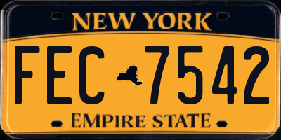 NY license plate FEC7542