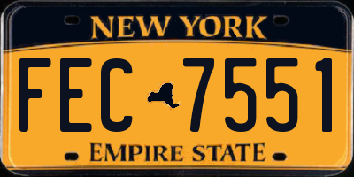 NY license plate FEC7551
