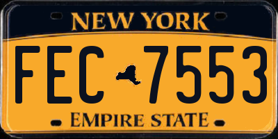 NY license plate FEC7553