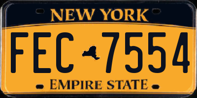 NY license plate FEC7554