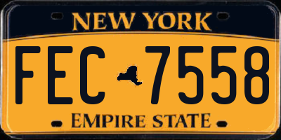 NY license plate FEC7558