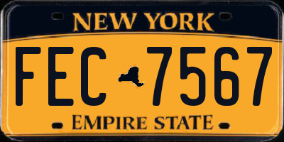 NY license plate FEC7567