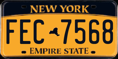 NY license plate FEC7568