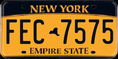 NY license plate FEC7575
