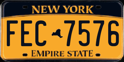 NY license plate FEC7576
