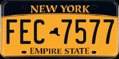 NY license plate FEC7577