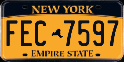 NY license plate FEC7597