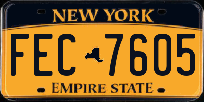 NY license plate FEC7605