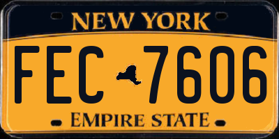 NY license plate FEC7606