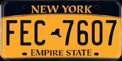 NY license plate FEC7607