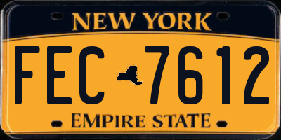 NY license plate FEC7612