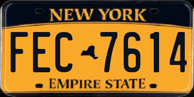 NY license plate FEC7614