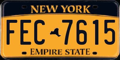 NY license plate FEC7615