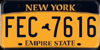 NY license plate FEC7616