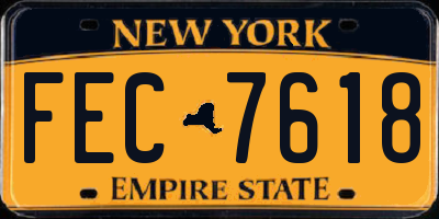 NY license plate FEC7618