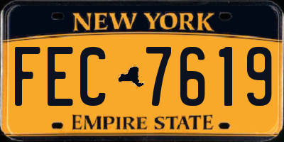 NY license plate FEC7619