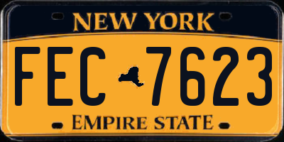 NY license plate FEC7623