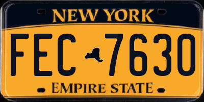 NY license plate FEC7630