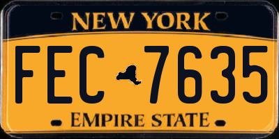 NY license plate FEC7635