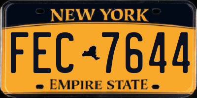 NY license plate FEC7644